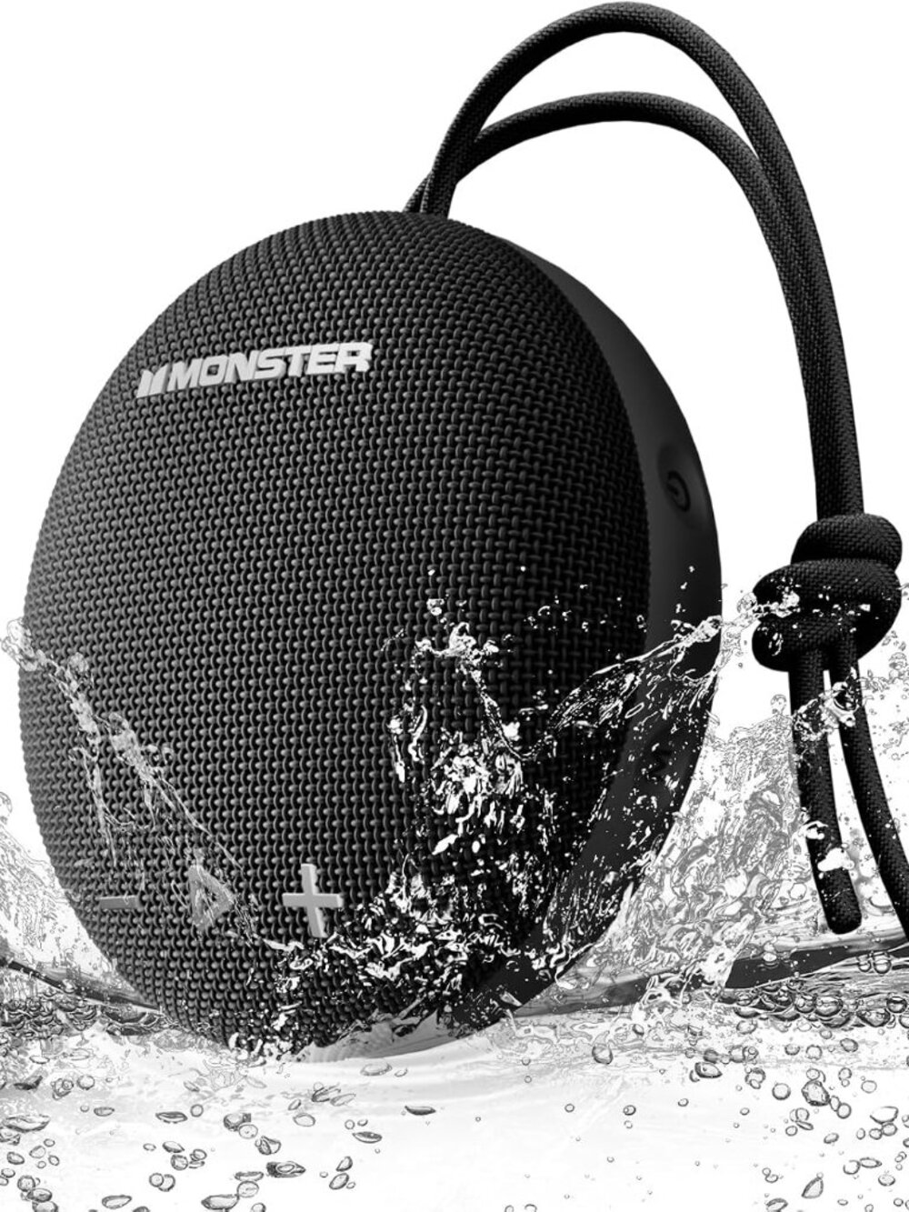 Monster Round One 15W Bluetooth Speaker, IPX8 Shower Speaker, Black